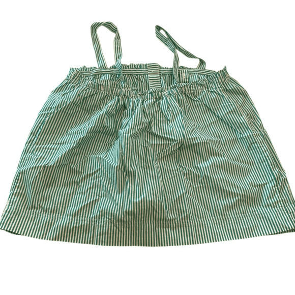 J.Crew Striped Button Front Ruffle Tank Top Size 10 Clover Green White - Picture 2 of 6